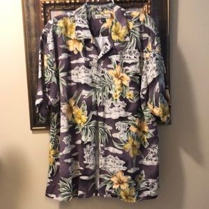 🌴 Tommy Bahama Men Silk Tropical print button down short sleeve casual shirt